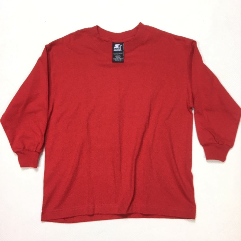 Vintage 90s Team Starter Blank Red Long Sleeve